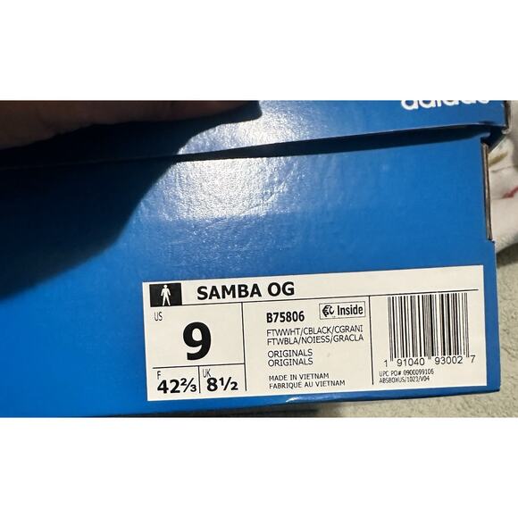 adidas Samba OG B75806 Low Top Sneaker White Black Gray Gum Athletic Shoes main image 7